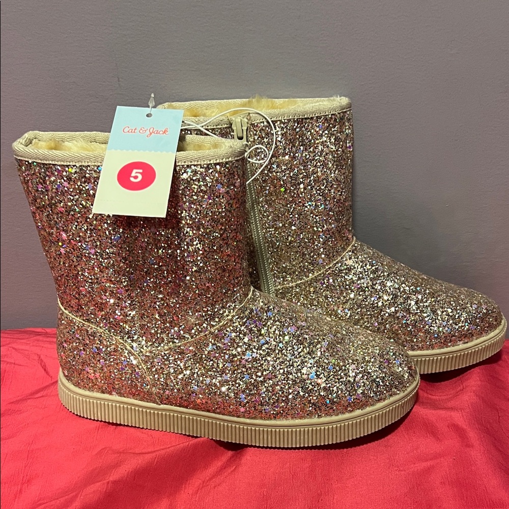 Cat & Jack Glitter Boots with Multicolor Sparkle